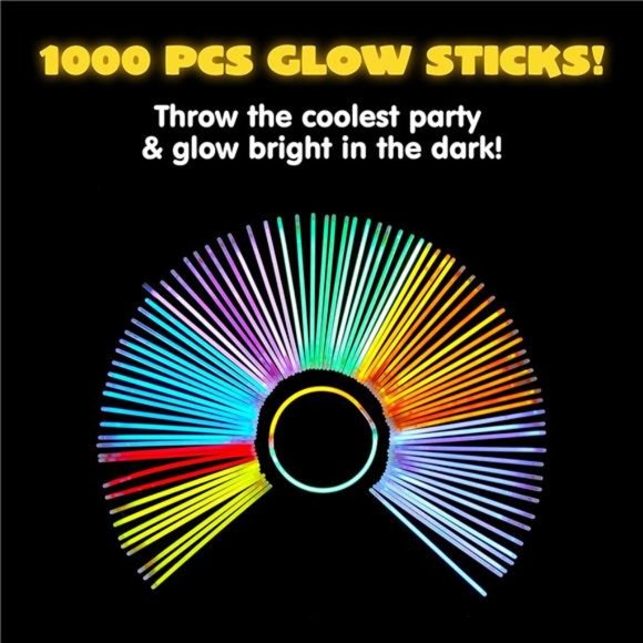 800 Pcs Bulk 8" Glowsticks Bracelets Necklaces, Glow in the Dark Neon Easter - Picture 4 of 7